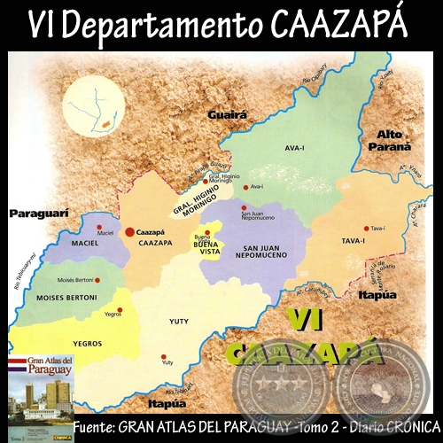 VI DEPARTAMENTO DE CAAZAPÁ (GRAN ATLAS DEL PARAGUAY. TOMO 2. Diario CRÓNICA)