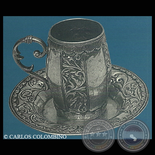 JARRO BARRILITO CON PLATO. PLATA - COLECCIÓN FUNDACIÓN CARLOS COLOMBINO LAILLA