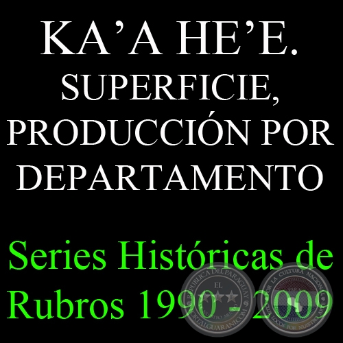 KA’A HE’E. SUPERFICIE, PRODUCCIÓN POR DEPARTAMENTO 1990 - 2009
