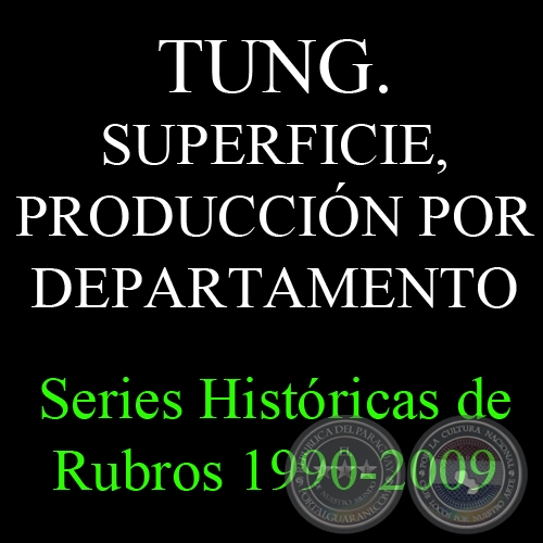 TUNG. SUPERFICIE, PRODUCCIÓN POR DEPARTAMENTO 1990 - 2009