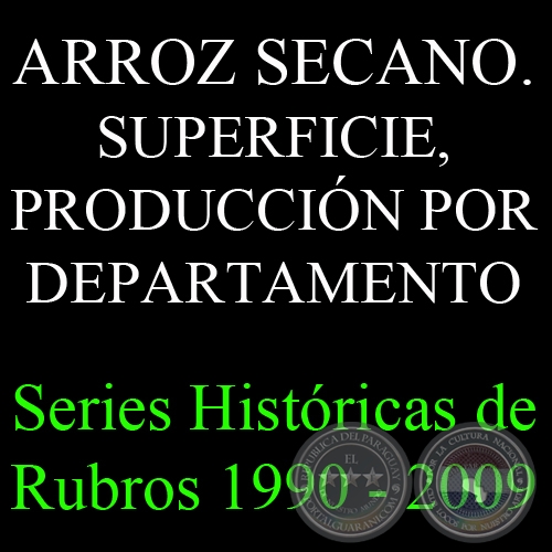 ARROZ SECANO. SUPERFICIE, PRODUCCIÓN POR DEPARTAMENTO 1990 - 2009