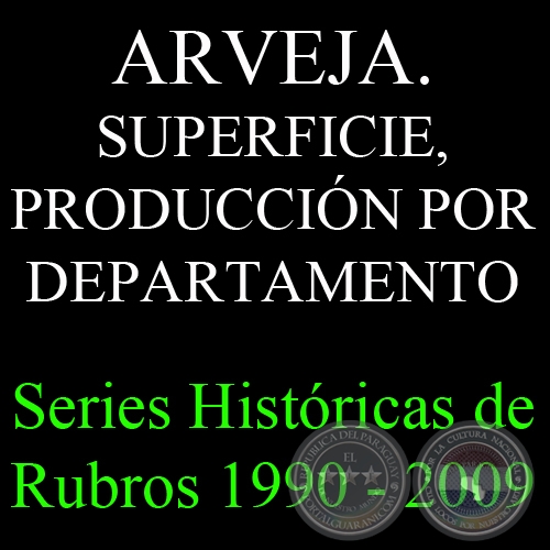 ARVEJA. SUPERFICIE, PRODUCCIÓN POR DEPARTAMENTO 1990 - 2009