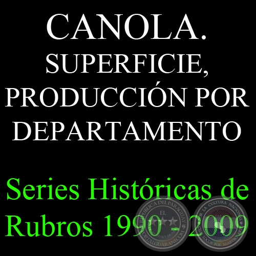 CANELA. SUPERFICIE, PRODUCCIÓN POR DEPARTAMENTO 1990 - 2009