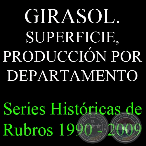 GIRASOL. SUPERFICIE, PRODUCCIÓN POR DEPARTAMENTO 1990 - 2009