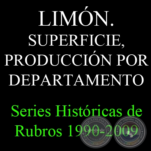 LIMÓN. SUPERFICIE, PRODUCCIÓN POR DEPARTAMENTO 1990 - 2009