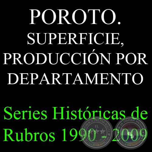 POROTO. SUPERFICIE, PRODUCCIÓN POR DEPARTAMENTO 1990 - 2009
