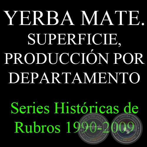 YERBA MATE. SUPERFICIE, PRODUCCIÓN POR DEPARTAMENTO 1990 - 2009