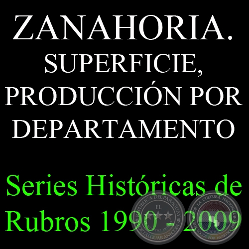 ZANAHORIA. SUPERFICIE, PRODUCCIÓN POR DEPARTAMENTO 1990 - 2009