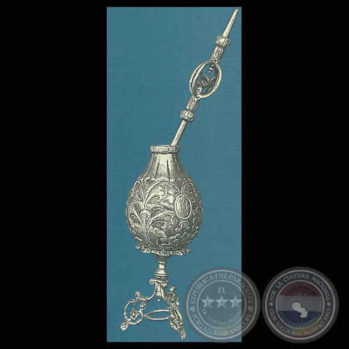 MATE DE PLATA CON BOMBILLA DE TRES TUBOS - PERTENECIÓ A ELISA A. LYNCH - COLECCIÓN EDGAR INSFRÁN