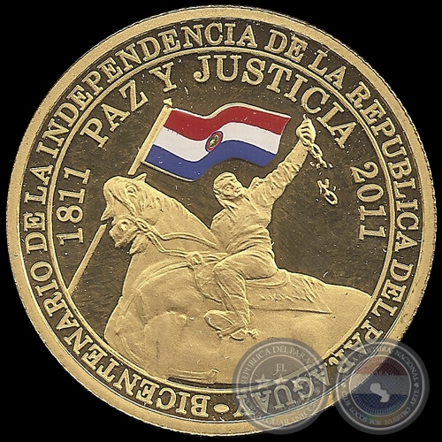 200 GUARANES (ORO) - PM 262 - 1811 - 2011 BICENTENARIO DE LA INDEPENDENCIA DEL PARAGUAY 