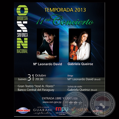 11º CONCIERTO DE TEMPORADA 2013 DE LA SINFÓNICA NACIONAL