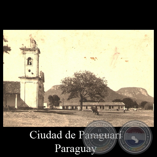 CERROS e IGLESIA DE PARAGUARÍ (DETALLE) - POSTAL DEL PARAGUAY