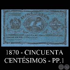 1870 - CINCUENTA CENTÉSIMOS - PP1 - PROVEEDURÍA DEL EJÉRCITO