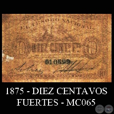 1875 - DIEZ CENTAVOS - MC065 - FIRMAS: A. ARCE - ……………