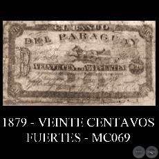 1879 - VEINTE CENTAVOS FUERTES MC069 - FIRMAS: JOS URDAPILLETA - 