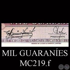 MIL GUARANES - MC219.f - FIRMA: CARLOS AQUINO BENTEZ - DIONISIO CORONEL