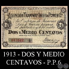 1913 - DOS Y MEDIO CENTAVOS - PP6 - FIRMAS: MANUEL RODRÍGUEZ