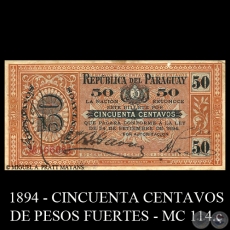 50 CENTAVOS DE PESOS FUERTES - MC114.c - FIRMA: JUAN B. GAONA  ANTONIO PLATE  ESTEBAN ROJAS