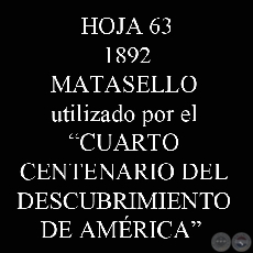 1892 - MATASELLO DEL CUARTO CENTENARIO DEL DESCUBRIMIENTO DE AMRICA