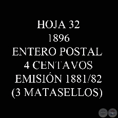 1896 - ENTERO POSTAL 4 CENTAVOS - ASUNCIN-BUENOS-AIRES (3 MATASELLOS)