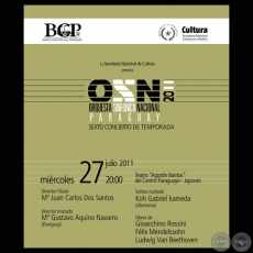 6to. CONCIERTO DE TEMPORADA DE LA OSN, MIRCOLES 27 JULIO 2011