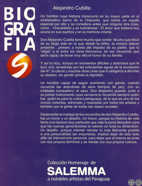 ALEJANDRO CUBILLA – BIOGRAFÍA - POR MARYCRUZ NAJLE - AÑO 2009