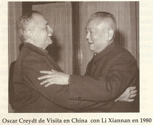 oscar creydt visita en china con Li Xiannan 1980