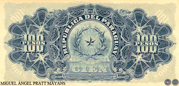 CIEN PESOS MONEDA NACIONAL - RESELLADO A.A.27 - FIRMA: JUAN LEOPARDI - E. PROUS