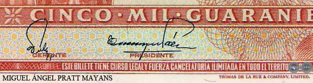 CINCO MIL GUARANÍES - MC221.D - FIRMA: RUBÉN FALCÓN SILVA - JOSÉ ENRIQUE PÁEZ