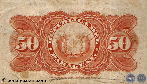 CINCUENTA CENTAVOS FUERTES - RESELLADO A.A.45 - FIRMA: JORGE LÓPEZ MOREIRA - LÁZARO PASCUAL