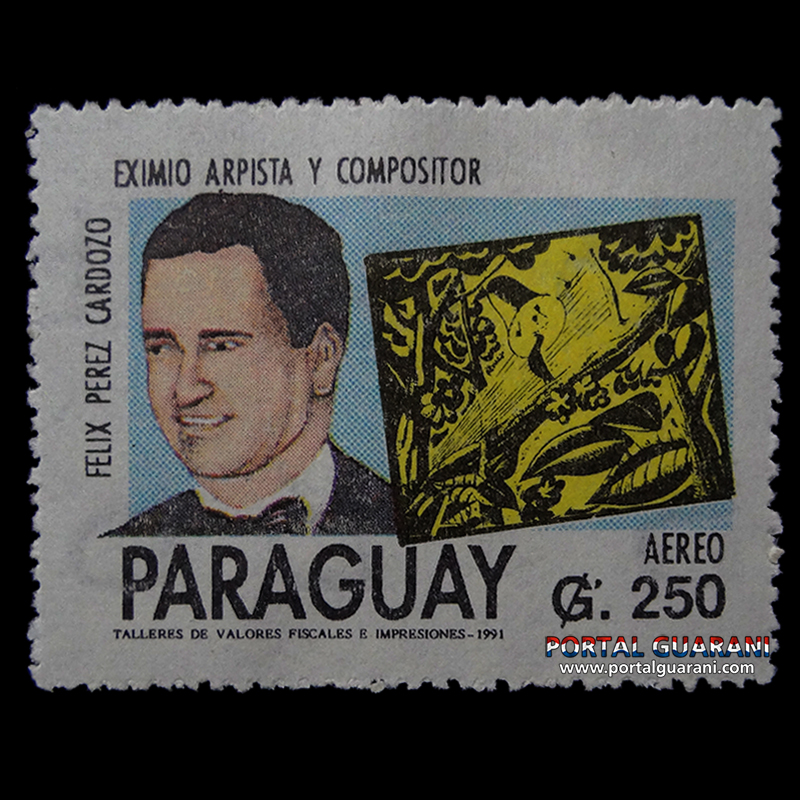 ESCRITORES Y MÚSICOS DEL PARAGUAY - SELLO POSTAL PARAGUAYO AÑO 1991