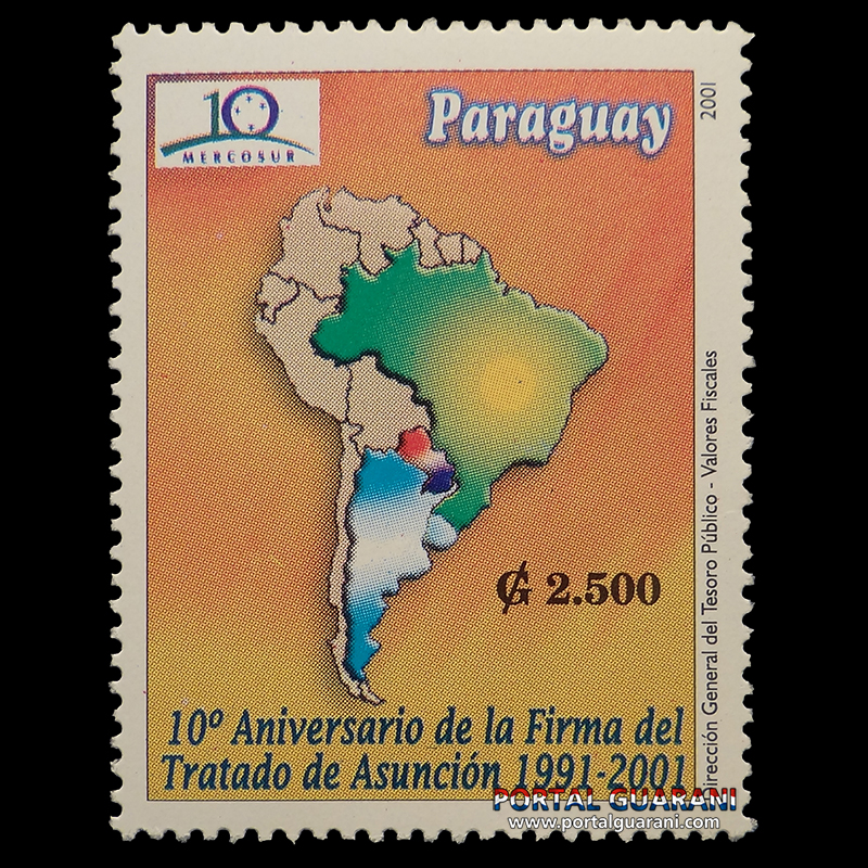 MERCOSUR - 10º ANIVERSARIO DE LA FIRMA DEL TRATADO DE ASUNCIÓN (AÑO 2001 - SERIE 1)