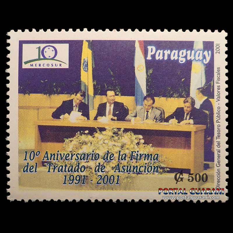 MERCOSUR - 10º ANIVERSARIO DE LA FIRMA DEL TRATADO DE ASUNCIÓN (AÑO 2001 - SERIE 1)