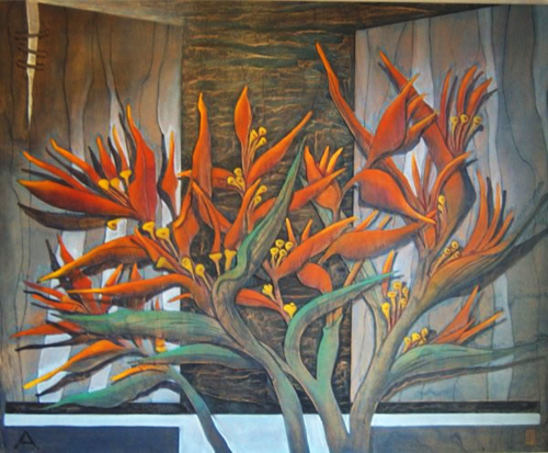 FLORES, 2011 - XILOPINTURAS DE CARLOS COLOMBINO