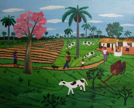 CAMPO PARAGUAYO - ARTE NAÏF DE GENARO MORALES