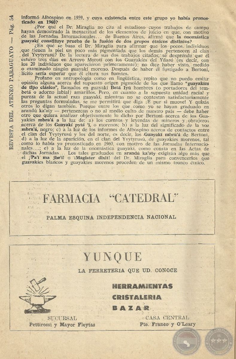 Nelson Roura Portal Guaraní - LEÓN CADOGAN (+) - ESTADO ACTUAL DE LA ANTROPOLOGÍA ...