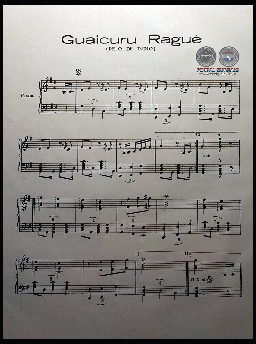 GUAICURU RAGUÉ (PELO DE INDIO) - PARTITURA PARA PIANO