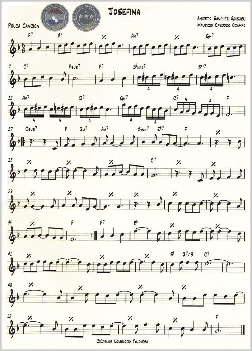 JOSEFINA (PARTITURA) - POLCA CANCIÓN DE ANICETO SÁNCHEZ GOIBURÚ
