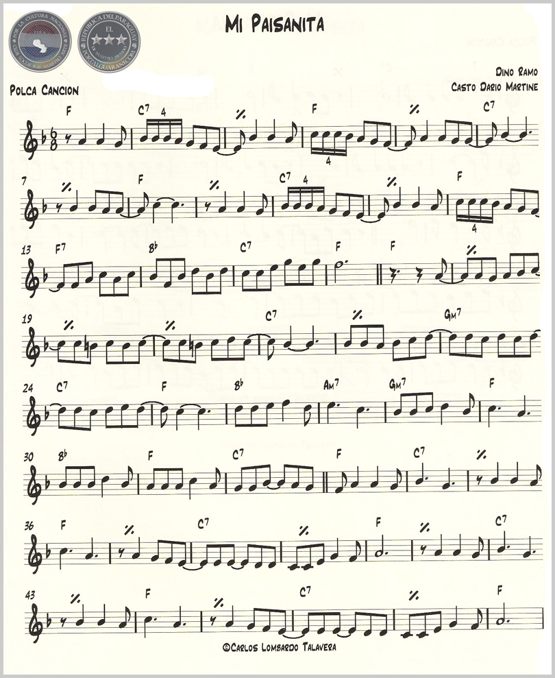 MI PAISANITA (PARTITURA) - CASTO DARÍO MARTÍNEZ