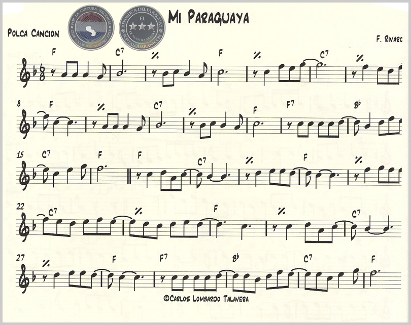 MI PARAGUAYA (PARTITURA) - POLCA CANCIÓN DE FERNANDO RIVAROLA