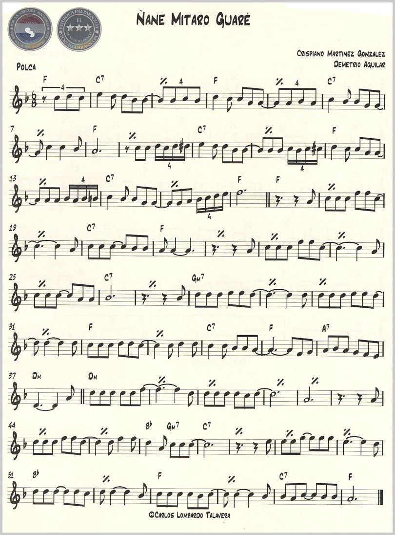 ÑANE MITARO GUARE (PARTITURA) - POLCA DE CRISPINIANO MARTÍNEZ GONZÁLEZ