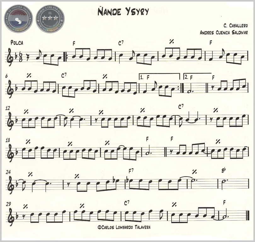 ÑANDE YSYRY (PARTITURA) - POLCA DE ANDRÉS CUENCA SALDÍVAR