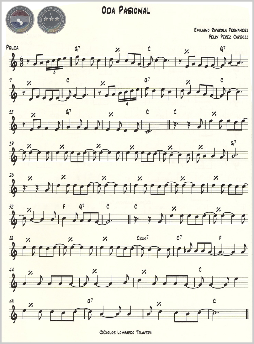ODA PASIONAL (PARTITURA) - POLCA DE EMILIANO R. FERNÁNDEZ