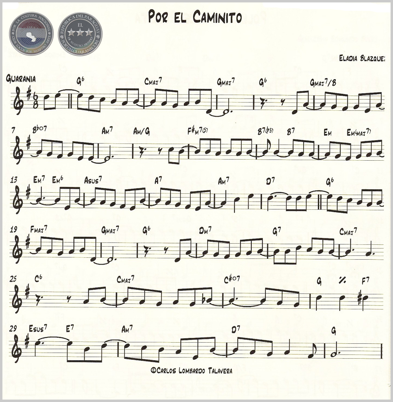 POR EL CAMINITO (PARTITURA) - GUARANIA DE ELADIA BLÁZQUEZ