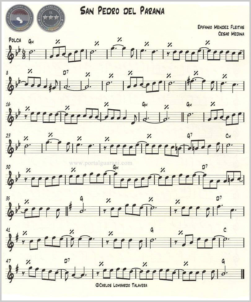 SAN PEDRO DEL PARANÁ (PARTITURA) - EPIFANIO MÉNDEZ FLEITAS