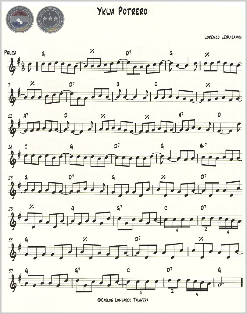YKUA POTRERO (PARTITURA) - POLCA DE LORENZO LEGUIZAMÓN