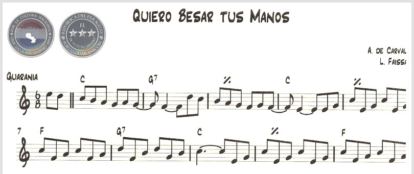 QUIERO BESAR TUS MANOS (PARTITURA) - GUARANIA DE A. DE CARVALHO