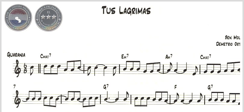 TUS LÁGRIMAS (PARTITURA) - GUARANIA DE BEN MOLAR