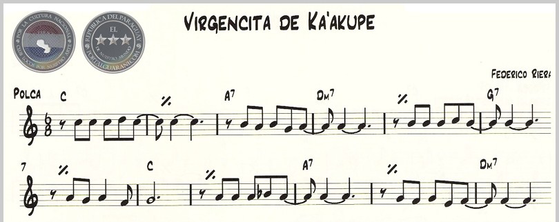 VIRGENCITA DE KA'AKUPÉ (PARTITURA) - POLCA DE FEDERICO RIERA