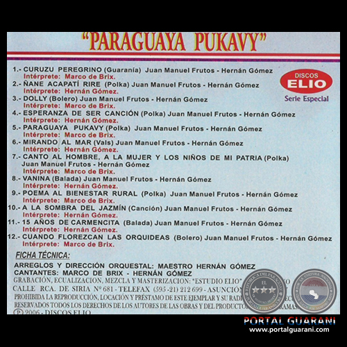 PARAGUAYA PUKAVY - CANTA MARCO DE BRIX - AÑO 2006